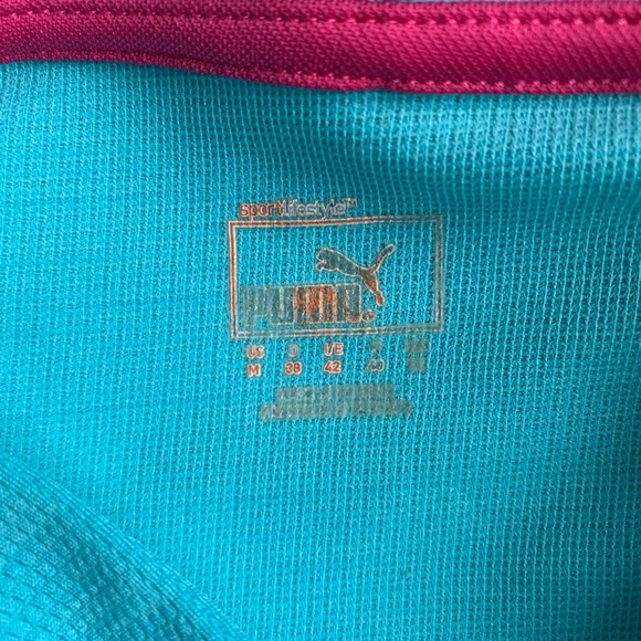 PUMA Dry cell teal long sleeve hooded t-shirt with pouch Women’s medium - Picture 6 of 8